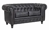 Диван из черной кожи Chesterfield Black Leather 2S №1