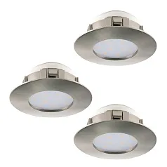 95823 Комплект светодиодных встраиваемых светильников PINEDA, 3х6W(LED), ?78, IP44, пластик, никель матовы на заказ в интернет-магазине