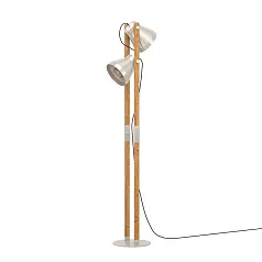 43954 Торшер с ножным выключателем CAWTON, 2X40W (E27), H1345, сталь, дерево, коричневый на заказ в интернет-магазине