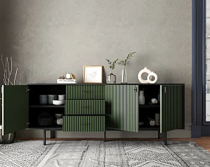 заказать Комод с тремя дверками и тремя ящиками "Emerson" арт EM07/green/L