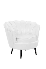 Низкое кресло ракушка Pearl White на черных ножках