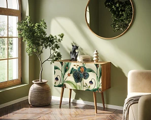 фото Комод на высоких ножках "Berber" малый арт BB13/Print_55 в интерьере