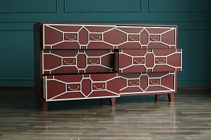 купить стильные Бордовый комод "Emerald" 6 ящиков арт DSC348ETG/R в интернет-магазине
