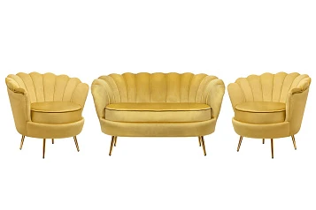 Комплект кресел и дивана ракушка Pearl Double Yellow