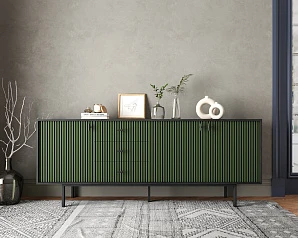 заказать Комод с тремя дверками и тремя ящиками "Emerson" арт EM07/green/L