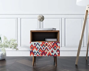 фото Тумбочка "Berber" с одним ящиком 2 принт арт BB06/Print_02, разноцветная