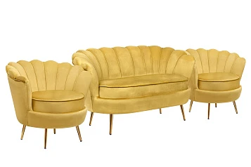 Комплект кресел и дивана ракушка Pearl Double Yellow