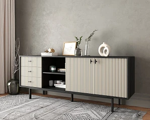 фото Комод с дверками и нишей "Emerson" арт EM15/milky/L