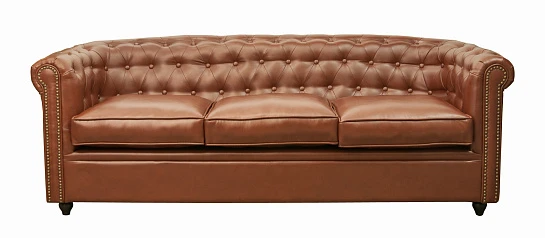 фото Трехместный диван кожаный лофт Karo brown 3S коричневый