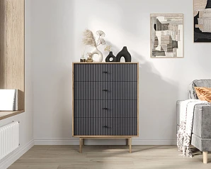 стильный Комод вертикальный с четырьмя ящиками "Emerson" арт EM18/7024/L