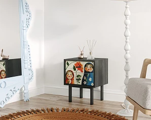 Тумбочка с двумя ящиками "Emerson" Матрешки арт EM16/Art04 на заказ в интернет-магазине