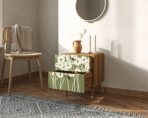 Тумбочка "Berber" с двумя ящиками 53 принт арт BB03/Print_53, разноцветная в интерьере