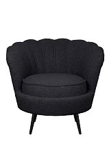 Низкое кресло ракушка Pearl Black Boucle на черных ножках в интернет-магазине