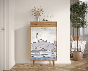 заказать Комод "Berber" два ящика и дверки арт BB46/Print_51