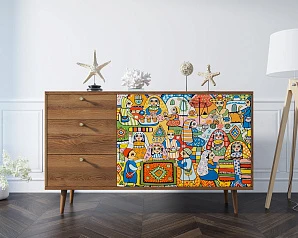 фото Комод "Berber" с двумя дверками и ящиками 1 принт арт BB05/Print_01 в интерьере