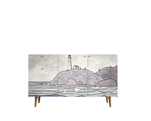 купить красивый Комод "Berber" с двумя дверками и ящиками арт BB17/Print_51 в интернет-магазине