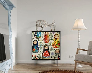 стильные Комод на восемь ящиков "Emerson" Матрешки арт EM20/Art04