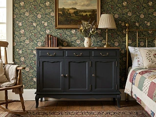 купить Комод "Леонтина (Leontina)" в черном цвете  (3 ящика и 3 двери) арт ST9344BLK