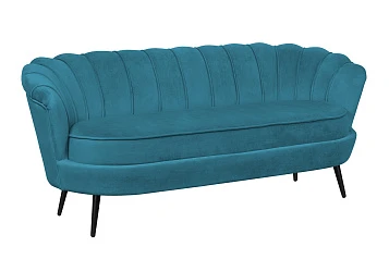 Диван для гостиниц Pearl Triple Marine Velvet на черных ножках