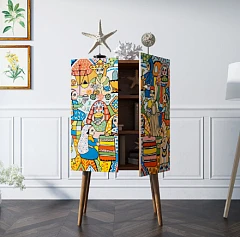 фото Комод на высоких ножках "Berber" принт 1 арт BB09/Print_01 в интерьере