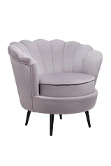 Низкое кресло ракушка Pearl Grey на черных ножках