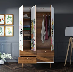 фото Шкаф трехстворчатый "Berber" принт 3 арт BB02/Print_03