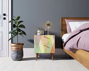 красивые Тумбочка "Berber" с двумя ящиками 16 принт арт BB03/Print_16, разноцветная в интернет-магазине