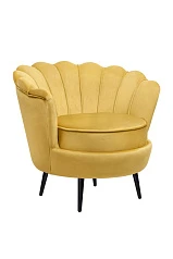 заказать Низкое кресло ракушка Pearl Yellow на черных ножках
