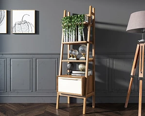 фото Узкий стеллаж "Bruni white" с открытыми полками арт BR29WH