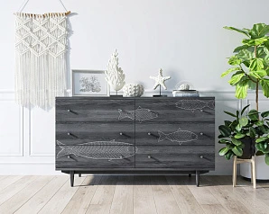 стильный Комод "Boho" 6 ящиков с рыбами арт BH01 на заказ