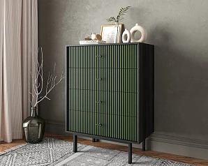 купить стильные Комод вертикальный с четырьмя ящиками "Emerson" арт EM18/green/L в интернет-магазине