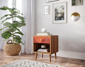 стильные Тумбочка "Berber" с открытой полкой 49 принт арт BB33/Print_49, разноцветная