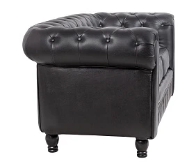 стильный Диван из черной кожи Chesterfield Black Leather 2S на заказ