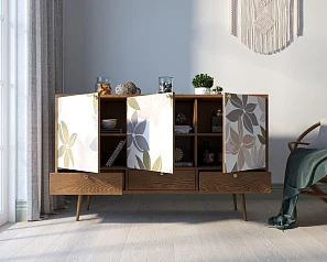 Комод "Berber" три дверки и три ящика 27 принт арт BB24/Print_27 в интерьере