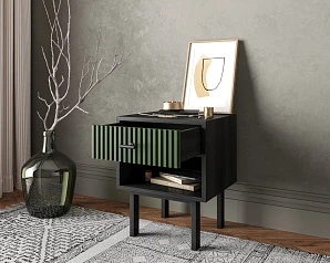 Тумбочка с верхним ящиком "Emerson" арт EM11/green/L