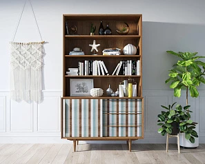 Стеллаж "Bruni print 1" с дверками арт BR-01/print_1 на заказ
