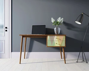 красивый Стол рабочий "Berber" принт 16 с одной тумбой арт BB20/Print_16 в интернет-магазине