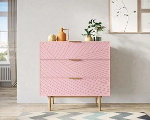 Комод с тремя ящиками "Line" LN12/GR1/pink в интерьере