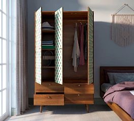 фото Шкаф трехстворчатый "Berber" принт 24 арт BB02/Print_24