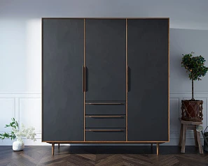 стильный Шкаф в скандинавском стиле "Bruni Black" трехстворчатый арт BR27/3Black на заказ