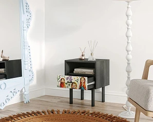 красивые Тумбочка с нижним ящиком "Emerson" Матрешки арт EM17/Art04 в интернет-магазине