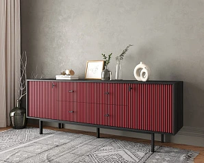 красивый Комод две дверки и четыре ящика "Emerson" арт EM19/red/L на заказ