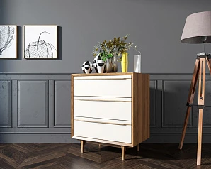 Комод в Скандинавском стиле "Bruni white" на три ящика арт BR07WH в интерьере