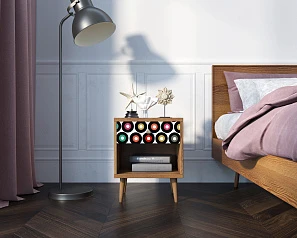 Тумбочка "Berber" с открытой полкой 37 принт арт BB33/Print_37, разноцветная в интерьере