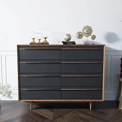 фото Комод "Bruni Black" на восемь ящиков арт BR06Black