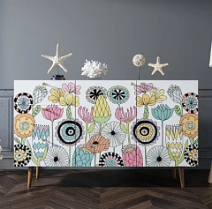 Комод "Berber" с двумя дверками и ящиками принт 3 арт BB17/Print_03 в интерьере