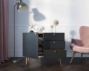 купить стильные Комод "Berber" три ящика и дверка 33 принт арт BB34/Print_33 в интернет-магазине