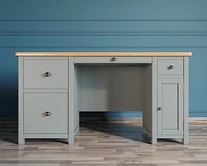 купить Большой рабочий стол "Jules Verne" с узкой тумбой серый арт JV14ETGG