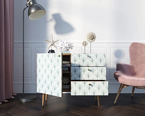 Комод "Berber" три ящика и дверка 38 принт арт BB34/Print_38 в интернет-магазине