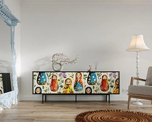 купить Комод две дверки и четыре ящика "Emerson" Матрешки арт EM19/Art04 в интернет-магазине